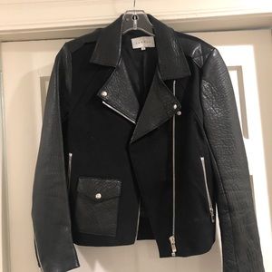 Sandro black leather/canvas jacket